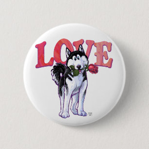 Husky Valentine's Day 6 Cm Round Badge