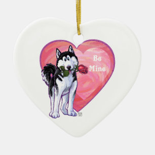 Husky Valentine's Day Ceramic Ornament