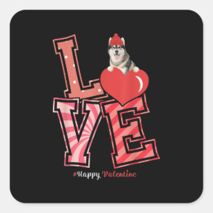 Husky Valentines Day Gift Husky Heart Design Square Sticker