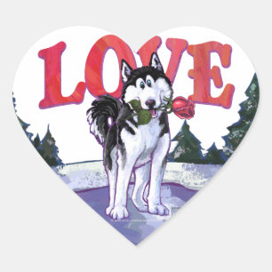 Husky Valentine's Day Heart Sticker
