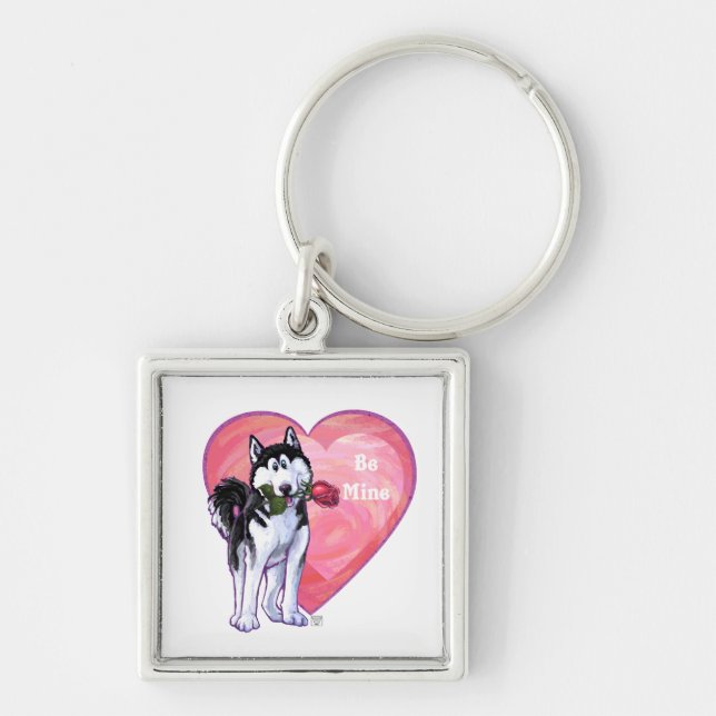 Husky Valentine's Day Key Ring (Front)