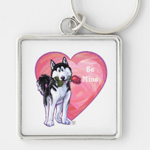 Husky Valentine's Day Key Ring