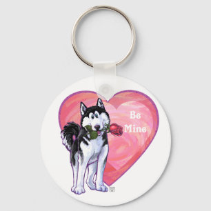 Husky Valentine's Day Key Ring