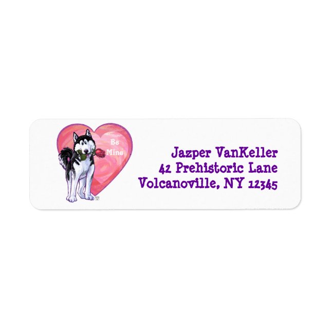 Husky Valentine's Day Return Address Label (Front)