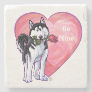Husky Valentine's Day Stone Coaster