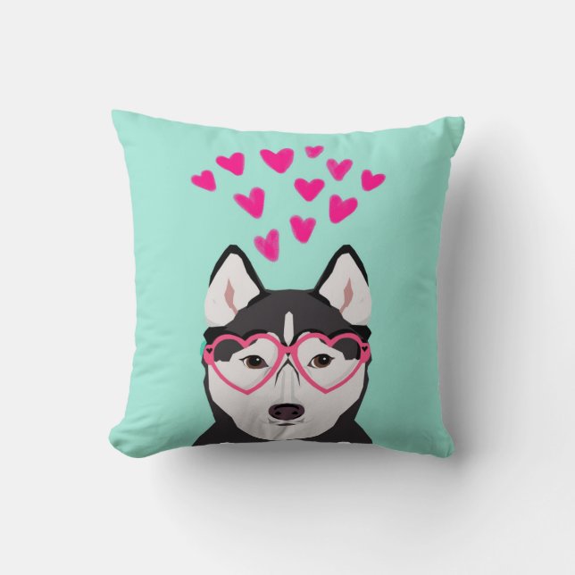 Husky Valentines Dog Pillow (Front)
