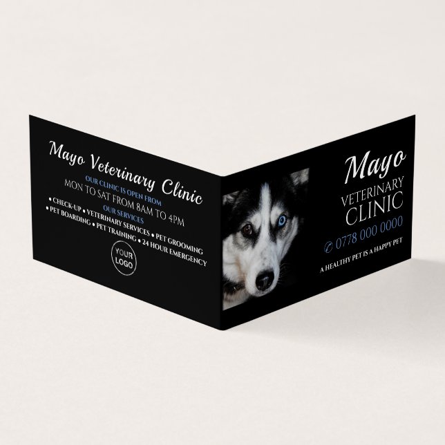 Husky, Veterinarian, Veterinary Service Detailed Business Card (Outside)