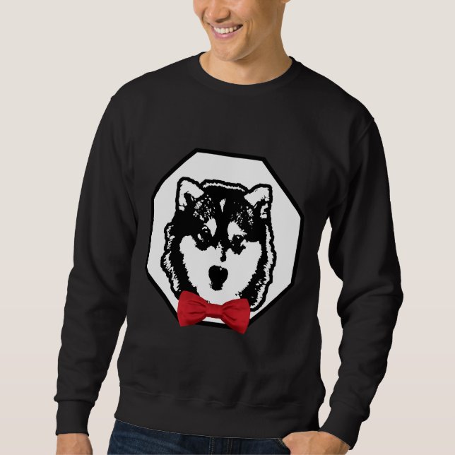 Husky Wearing Red Bowtie Handsome Dog Breed Sweatshirt (Front)