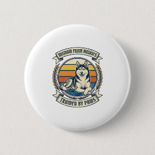 Husky Wisdom Shirt Vintage Engraving Dog Lover Des 6 Cm Round Badge