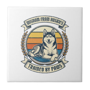 Husky Wisdom Shirt Vintage Engraving Dog Lover Des Ceramic Tile