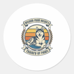 Husky Wisdom Shirt Vintage Engraving Dog Lover Des Classic Round Sticker