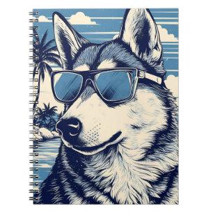 Husky with Sunglasses at the beach Notebook