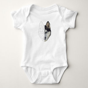 Husky Wolf Dog Puppy Animal - Low Poly Geometric Baby Bodysuit
