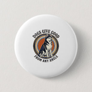 Husky Wordplay Tee Vintage Engraving Dog Quote Des 6 Cm Round Badge