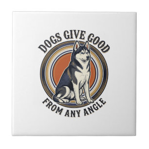 Husky Wordplay Tee Vintage Engraving Dog Quote Des Ceramic Tile
