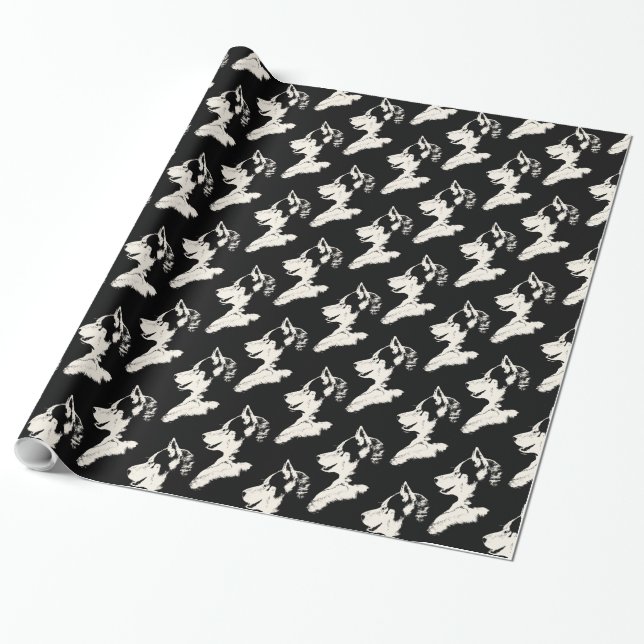 Husky Wrapping Paper Husky Puppy Sled Dog Paper (Unrolled)