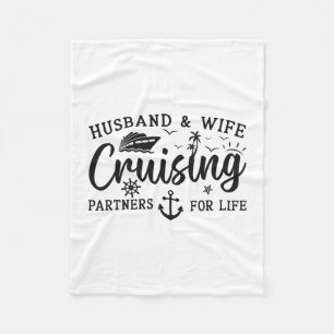 Husnd And Wife Cruise 2025 Matching Couple Cruisin Fleece Blanket