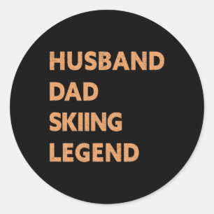 Husnd Dad Skiing Legend Funny Skier Classic Round Sticker
