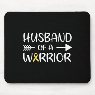 Husnd Of A Warrior Childhood Cancer Awareness Ribb Mouse Pad
