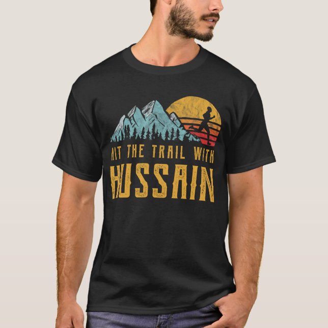 HUSSAIN Running - Hit The Trail with Family Name T-Shirt (Front)