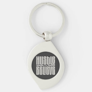 Hustle and Believe Motivational Embroidered Style Key Ring