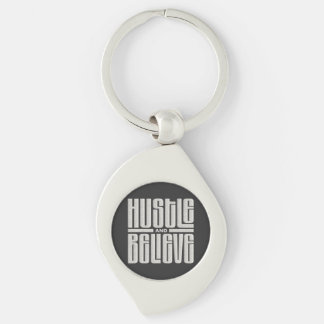 Hustle and Believe Motivational Embroidered Style  Key Ring