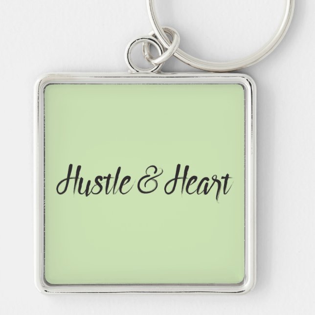 Hustle and Heart Typography Key Ring (Front)