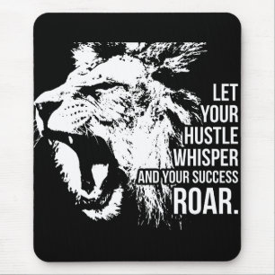 Hustle and Success - Work Hard - Lion Motivational Mouse Pad
