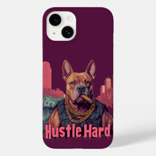 Hustle Hard - Pitbull Dog with Money and Cigar Case-Mate iPhone 14 Case