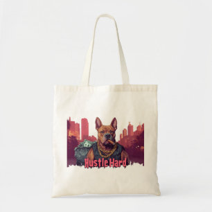 Hustle Hard - Pitbull Dog with Money and Cigar Tote Bag
