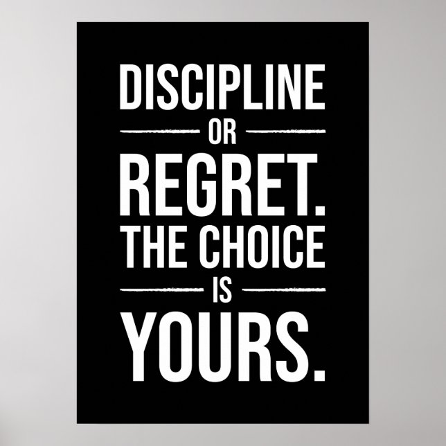 Hustle Motivation - Discipline vs Regret Poster (Front)