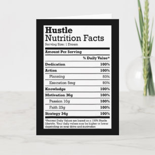 Hustle Nutrition Facts Christmas Birthday Gift Rap Card