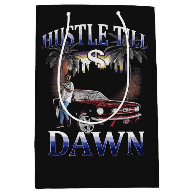 Hustle Till Dawn - Urban Design Medium Gift Bag (Front)