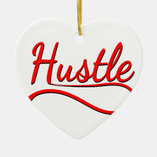 Hustle Typography Art Ceramic Ornament