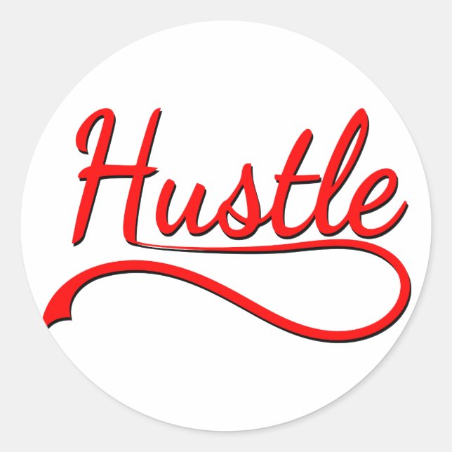 Hustle Typography Art Classic Round Sticker (Front)