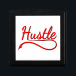 Hustle Typography Art Gift Box<br><div class="desc">The word "hustle" in red with drop shadows in black. 
Original design.</div>