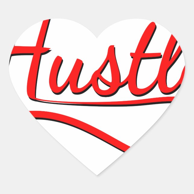 Hustle Typography Art Heart Sticker (Front)