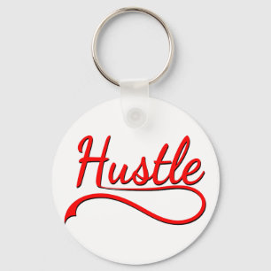 Hustle Typography Art Key Ring