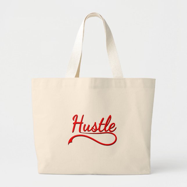 Hustle Typography Art Large Tote Bag (Front)