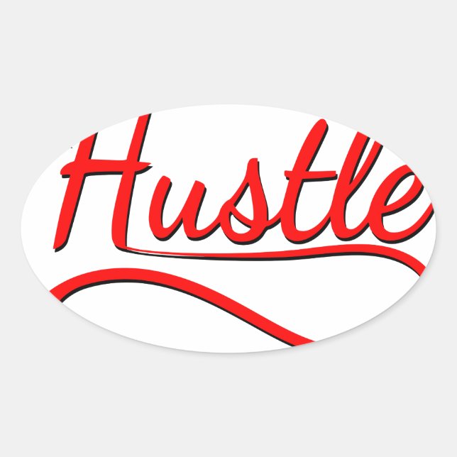 Hustle Typography Art Oval Sticker (Front)