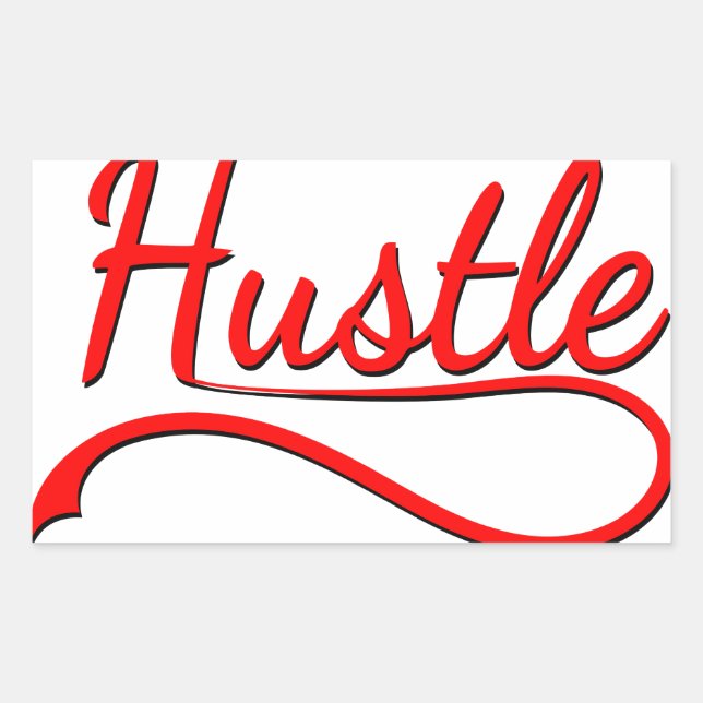 Hustle Typography Art Rectangular Sticker (Front)