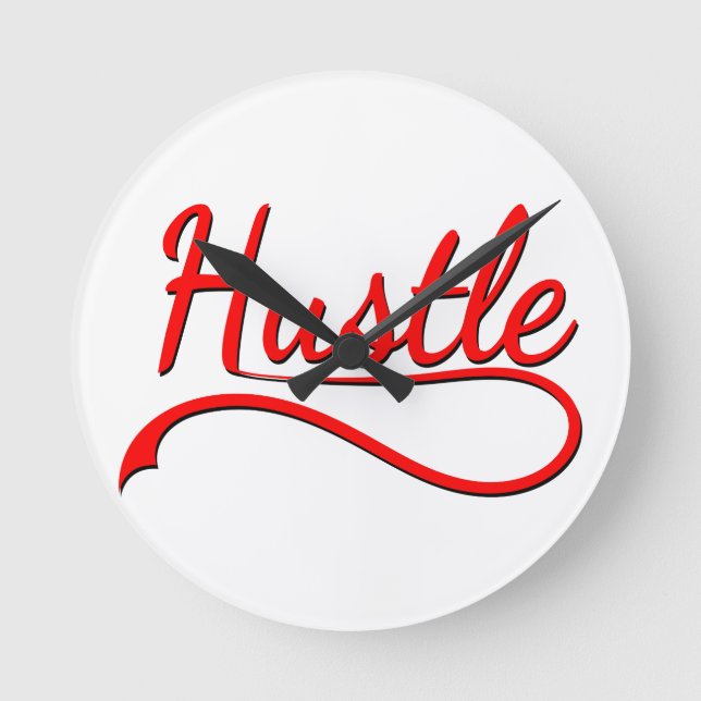 Hustle Typography Art Round Clock (Front)