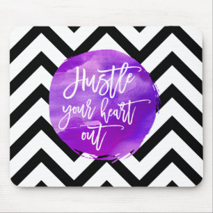 Hustle Your Heart Out Purple Watercolor Mouse Pad