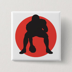 hut hut quarterback football silhouette design 15 cm square badge