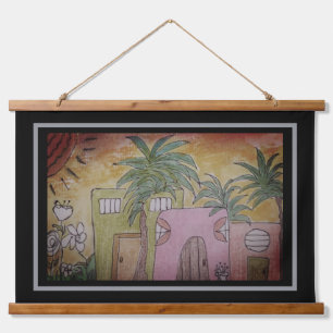 Huts & Palm Trees Hanging Tapestry