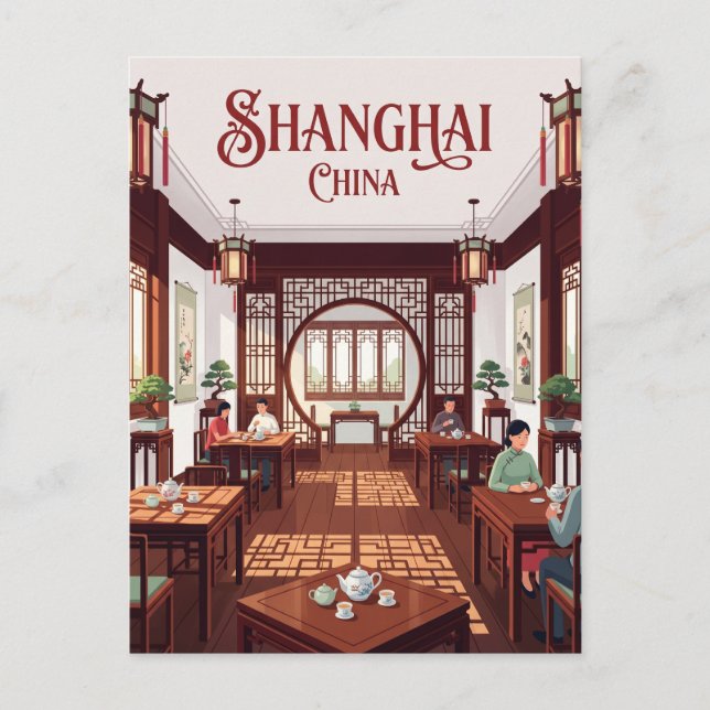 Huxinting Teahouse Interior China Postcard (Front)