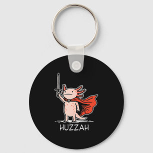 Huzzah Axolotl Knight Funny Sword Meme Quote  Key Ring