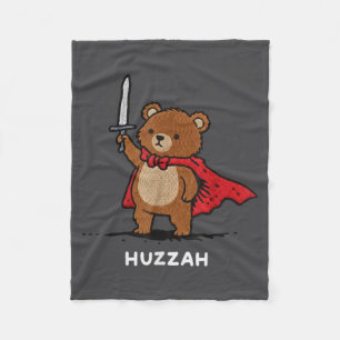 Huzzah Bear Knight Funny Sword Meme Quote Fleece Blanket