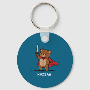 Huzzah Bear Knight Funny Sword Meme Quote Key Ring