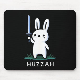 Huzzah Bunny Knight Funny Sword Graphic Art Mouse Pad